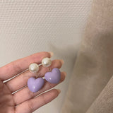 Candy Color Heart and Beads Earrings watereverysunday