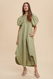 Cantalina Smocked Puff Sleeve Midi Dress