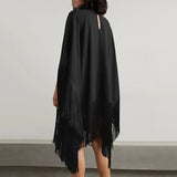 Carie Tassel Loose Fringed Pancho Dress watereverysunday