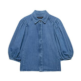 Carina Puff Sleeve Denim Blouse