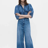 Carina Puff Sleeve Denim Blouse