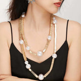 Carmo Multi Thread Pearl Golden Bib Necklace