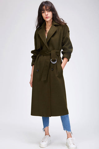 Casey Double Breasted Cotton Wool Trench Coat