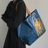 Cat Print Glossy Plastic Shopper Tote