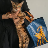 Cat Print Glossy Plastic Shopper Tote