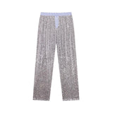 Catalina Sequin Contrast Trim Blouse and Boxer Pants