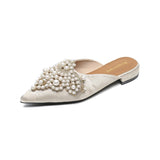 Catrina Pearl Embellished Satin Mules