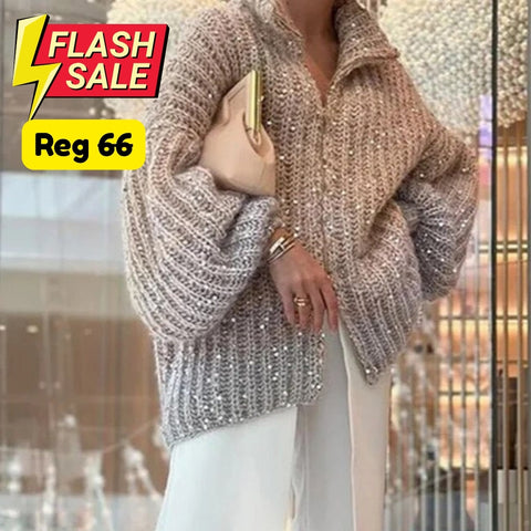 Catrine Ombre Sparkling Sequin Cardigan Jumper (GOLD/S) - SALE