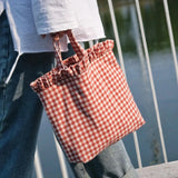 Caya Ruffle Trim Casual Gingham Tote
