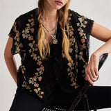 Caya Floral Lace Trim Blouse