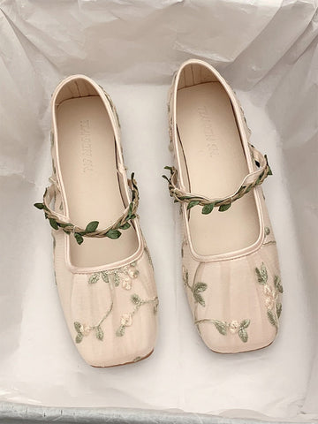 Cecilia Embroidery Tulle Ballet Flats