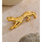 Celeste Gold Leopard Crystal Brooch