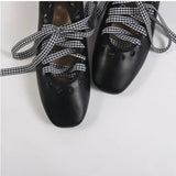 Celina Leather Lace Up Ballerina Flats
