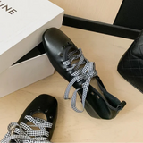 Celina Leather Lace Up Ballerina Flats
