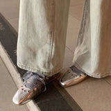 Celina Leather Lace Up Ballerina Flats