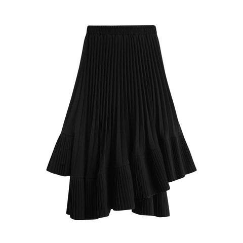 Chantal Asymmetric Hem Pleated Skirts - 2 Colors