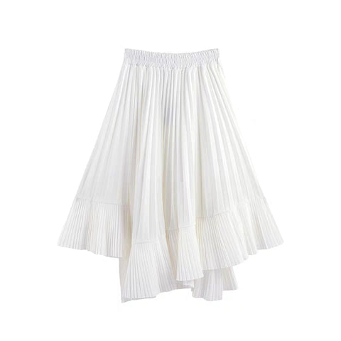 Chantal Asymmetric Hem Pleated Skirts - 2 Colors