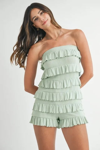 Chantelle Pointelle Ruffled Tube Romper