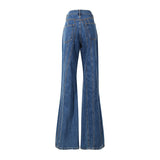 Charlie Pinstriped Patchwork Flare Jeans watereverysunday