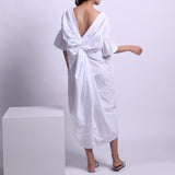 Chic Backless V-neck Dress - Blue or White watereverysunday