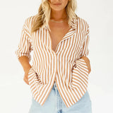 Chic Basic Striped Shirt Blouse watereverysunday