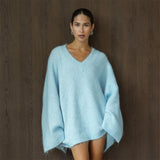 Ciera Oversized Fuzzy V-Neck Sweater