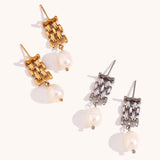 Clara Link & Pearl Drop Earrings 