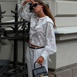 Claris White Lace Frill Blouse watereverysunday