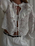 Claris White Lace Frill Blouse watereverysunday