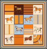 Classic Horse Prints Square Silk Scarf, 90cm