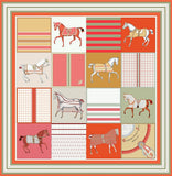 Classic Horse Prints Square Silk Scarf, 90cm