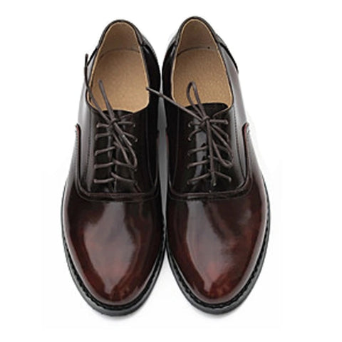 Classic Solid Color Genuine Leather Oxford Brogues