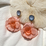 Clear Resin Rose Drop Earrings - 7 Colors watereverysunday