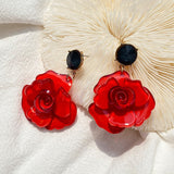 Clear Resin Rose Drop Earrings - 7 Colors watereverysunday