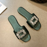 Cleo Rhinestone Embellishment Satin Slippers - 6 Colors watereverysunday
