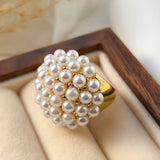 Cluster Pearl Dome Cocktail Ring