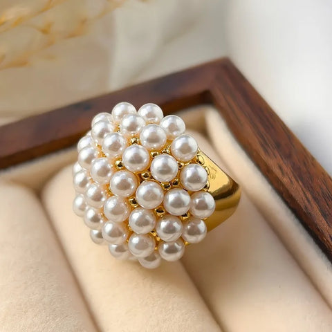 Cluster Pearl Dome Cocktail Ring