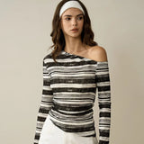 Colette One-Shoulder Stripe Knit Top