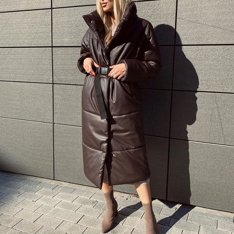 Coline Faux Leather Puffer Coat - 2 Colors watereverysunday