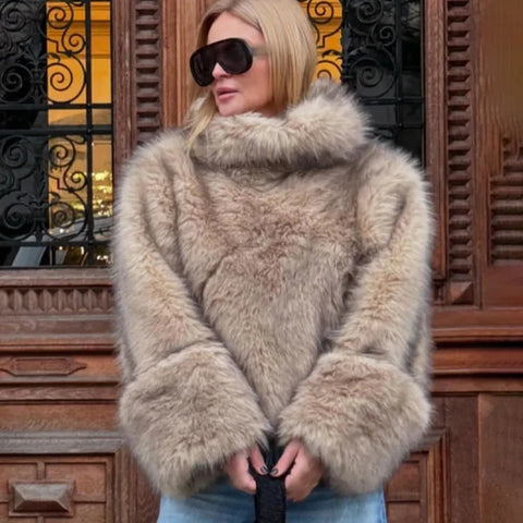 Coline Shaggy Faux Fur Turtleneck Sweater – watereverysunday Coline Shaggy Faux Fur Turtleneck Sweater – watereverysunday