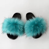 Colorful Faux Fur Slippers watereverysunday