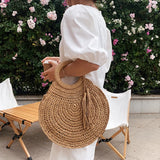 Coralie Round Straw Tote Bag