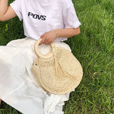 Coralie Round Straw Tote Bag