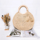 Coralie Round Straw Tote Bag