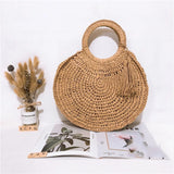 Coralie Round Straw Tote Bag