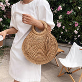 Coralie Round Straw Tote Bag