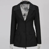 Cornelia Lace-Back Tailored Blazer