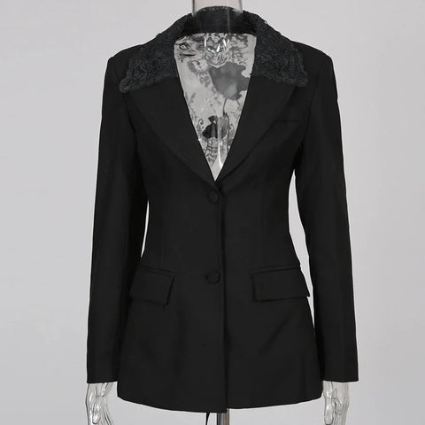 Cornelia Lace-Back Tailored Blazer