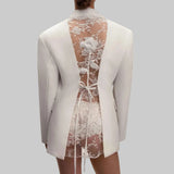 Cornelia Lace-Back Tailored Blazer