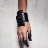 Croc Effect Leather Wrap Bracelet & Ring - watereverysunday